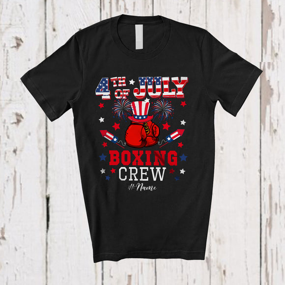 MacnyStore - Personalized 4th of July Boxing Crew; Joyful Custom Name Patriotic Boxing Equipment T-Shirt