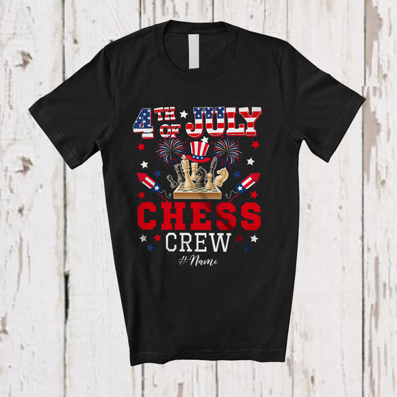 MacnyStore - Personalized 4th of July Chess Crew; Joyful Custom Name Patriotic Chess Equipment T-Shirt