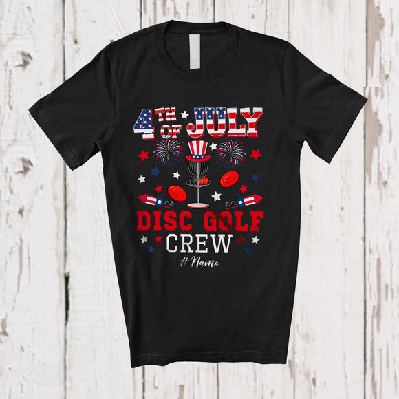 MacnyStore - Personalized 4th of July Disc Golf Crew; Joyful Custom Name Patriotic Disc Golf Equipment T-Shirt