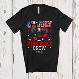 MacnyStore - Personalized 4th of July Disc Golf Crew; Joyful Custom Name Patriotic Disc Golf Equipment T-Shirt