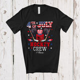 MacnyStore - Personalized 4th of July Hockey Crew; Joyful Custom Name Patriotic Hockey Equipment T-Shirt