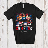 MacnyStore - Personalized 4th of July My With Chickens; Proud Custom Name Farmer Three Chickens; Patriotic T-Shirt