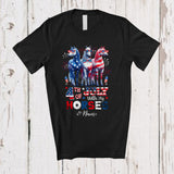 MacnyStore - Personalized 4th of July My With Horses; Proud Custom Name Farmer Three Horses; Patriotic T-Shirt