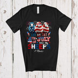 MacnyStore - Personalized 4th of July My With Sheeps; Proud Custom Name Farmer Three Sheeps; Patriotic T-Shirt