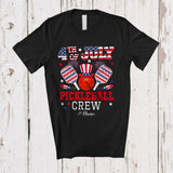MacnyStore - Personalized 4th of July Pickleballs Crew; Joyful Custom Name Patriotic Pickleballs Equipment T-Shirt