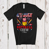 MacnyStore - Personalized 4th of July Softball Crew; Joyful Custom Name Patriotic Softball Equipment T-Shirt