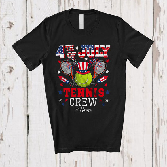 MacnyStore - Personalized 4th of July Tennis Crew; Joyful Custom Name Patriotic Tennis Equipment T-Shirt