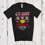 MacnyStore - Personalized 4th of July Tennis Crew; Joyful Custom Name Patriotic Tennis Equipment T-Shirt