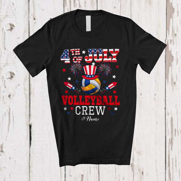 MacnyStore - Personalized 4th of July Volleyball Crew; Joyful Custom Name Patriotic Volleyball Equipment T-Shirt