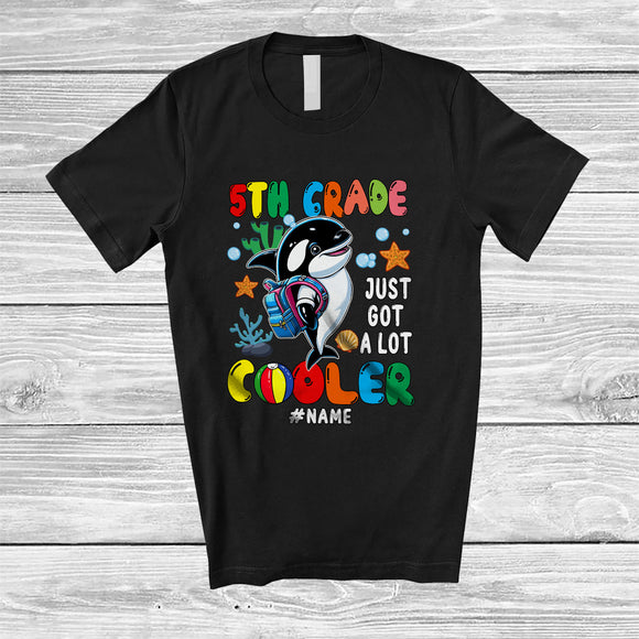 MacnyStore - Personalized 5th Grade A Lot Cooler; Lovely Back To School Orca; Custom Name Students Teacher T-Shirt