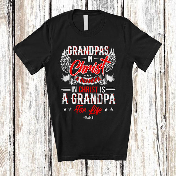 MacnyStore - Personalized A Grandpa In Christ Grandpa For Life; Joyful Father's Day Wings; Custom Name Family T-Shirt