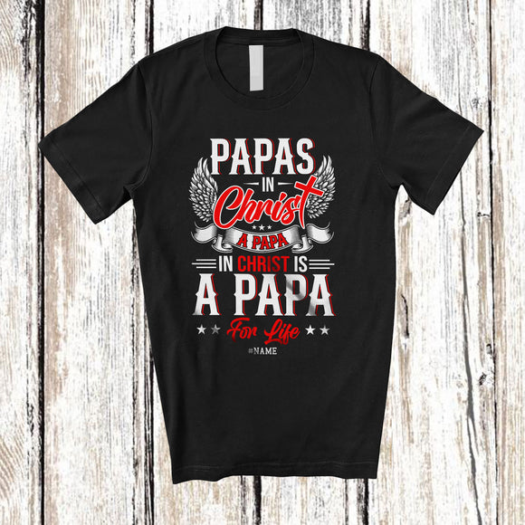 MacnyStore - Personalized A Papa In Christ Papa For Life; Joyful Father's Day Wings; Custom Name Family T-Shirt