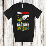 MacnyStore - Personalized A Proud Brother Autism; Lovely Father's Day Puzzle Heart; Custom Name Boys Family T-Shirt
