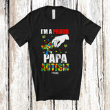 MacnyStore - Personalized A Proud Papa Autism; Lovely Father's Day Puzzle Heart; Custom Name Boys Family T-Shirt