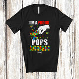 MacnyStore - Personalized A Proud Pops Autism; Lovely Father's Day Puzzle Heart; Custom Name Boys Family T-Shirt