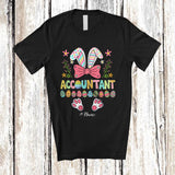 MacnyStore - Personalized Accountant; Lovely Bunny Egg Hunt Flowers; Custom Name Accountant Jobs Family T-Shirt