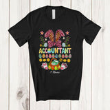 MacnyStore - Personalized Accountant; Proud Easter Flowers Leopard Bunny; Custom Name Accountant Family T-Shirt