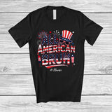 MacnyStore - Personalized All American Bruh; Cheerful 4th Of July Fireworks; US Flag Custom Name Patriotic T-Shirt