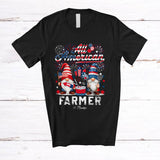 MacnyStore - Personalized All American Farmer; Proud 4th Of July US Flag Fireworks; Custom Name Patriotic T-Shirt