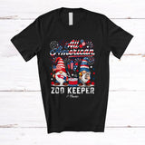 MacnyStore - Personalized All American Zoo Keeper; Proud 4th Of July US Flag Fireworks; Custom Name Patriotic T-Shirt