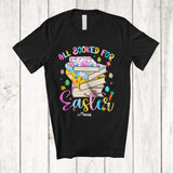 MacnyStore - Personalized All Booked For Easter; Joyful Easter Eggs Book; Custom Name Librarian Family T-Shirt