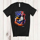 MacnyStore - Personalized American Bald Eagle Eating Sausage; Humorous 4th of July Custom Name Patriotic T-Shirt