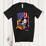 MacnyStore - Personalized American Bald Eagle Eating Taco; Humorous 4th of July Custom Name Patriotic T-Shirt
