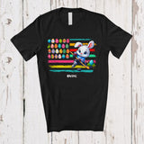 MacnyStore - Personalized American Flag Bunny Playing Ice Hockey; Lovely Easter Eggs Custom Name Sport Player T-Shirt