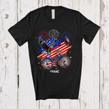 MacnyStore - Personalized American Flag Eagle On Bicycle; Proud 4th Of July Custom Name Patriotic Family T-Shirt