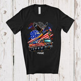 MacnyStore - Personalized American Flag Eagle On Crane Truck; Proud 4th Of July Custom Name Patriotic Driver T-Shirt