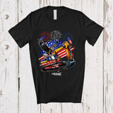 MacnyStore - Personalized American Flag Eagle On Excavator; Proud 4th Of July Custom Name Patriotic Driver T-Shirt