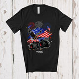 MacnyStore - Personalized American Flag Eagle On Monster Truck; Proud 4th Of July Custom Name Patriotic Driver T-Shirt