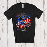 MacnyStore - Personalized American Flag Eagle On Pickup Truck; Proud 4th Of July Custom Name Patriotic Driver T-Shirt