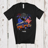 MacnyStore - Personalized American Flag Eagle On School Bus; Proud 4th Of July Custom Name Patriotic Driver T-Shirt