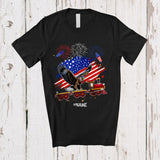 MacnyStore - Personalized American Flag Eagle On Train; Proud 4th Of July Custom Name Patriotic Driver T-Shirt