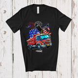 MacnyStore - Personalized American Flag Eagle On Truck; Proud 4th Of July Custom Name Patriotic Driver T-Shirt