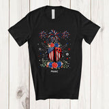MacnyStore - Personalized American Flag Ladybug Flowers; Lovely 4th Of July Insect; Custom Name Patriotic T-Shirt
