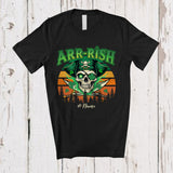 MacnyStore - Personalized Arr-rish; Happy St. Patrick's Day Leprechaun Pirate Skull; Custom Name Irish Retro T-Shirt