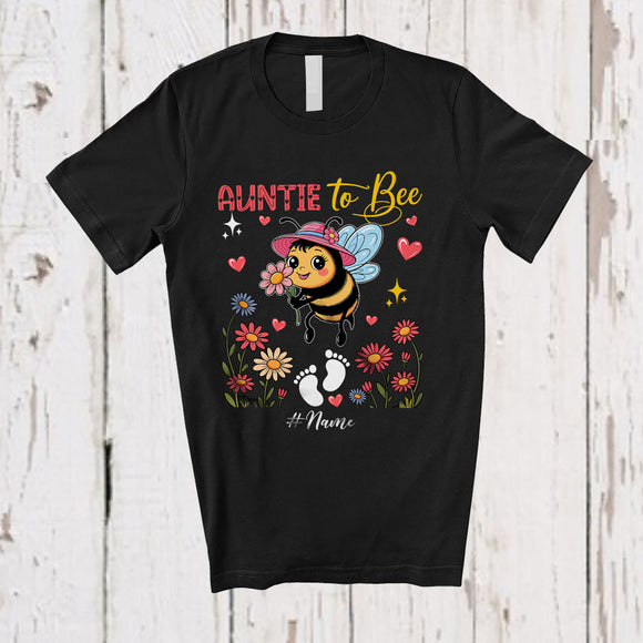 MacnyStore - Personalized Auntie To Bee; Lovely Mother's Day Bee Floral; Custom Name Pregnancy Beekeeper T-Shirt