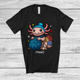 MacnyStore - Personalized Axolotl Knitting; Awesome Birthday Knitting Animal; Custom Name Boys Girls Family T-Shirt