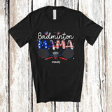 MacnyStore - Personalized Badminton Mama; Awesome 4th Of July Custom Name Sport Player; Patriotic Family T-Shirt