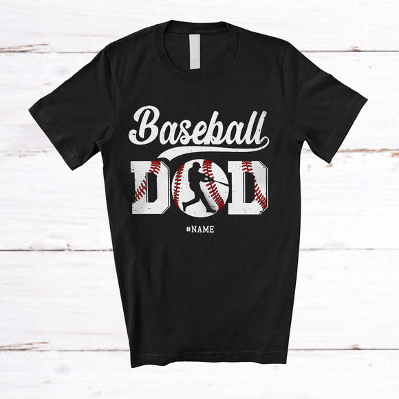 MacnyStore - Personalized Baseball Dad; Amusing Father's Day Custom Name Dad Baseball Son Player; Family T-Shirt