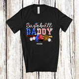 MacnyStore - Personalized Baseball Daddy; Awesome 4th Of July Custom Name Baseball Player; Patriotic Family T-Shirt