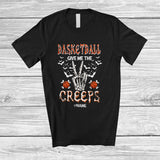 MacnyStore - Personalized Basketball Give Me Creeps; Proud Halloween Peace Skeleton Hand; Custom Name Player T-Shirt