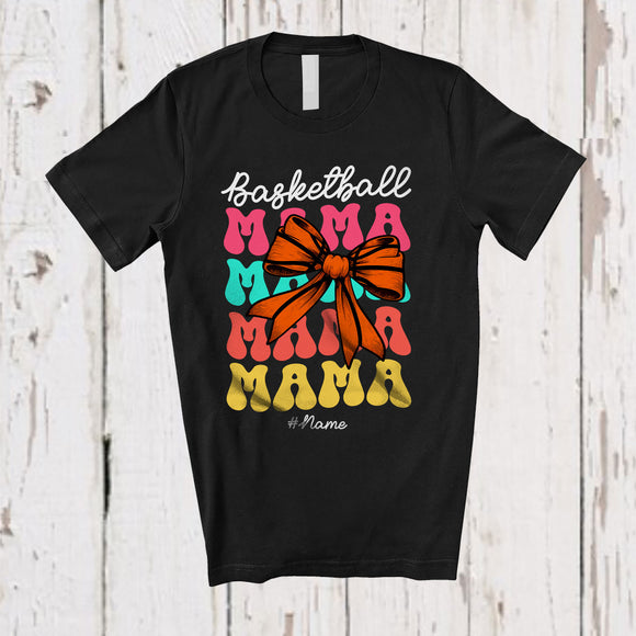 MacnyStore - Personalized Basketball Mama; Cheerful Mother's Day Coquette Bow BasketballCustom Name Player T-Shirt