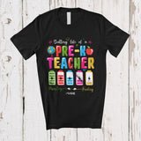 MacnyStore - Personalized Battery Life Of A Pre-K Teacher; Joyful Back To School Custom Name Tired Teacher T-Shirt