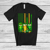 MacnyStore - Personalized Beer American Flag; Awesome St. Patrick's Day Shamrocks; Custom Name Drinking T-Shirt