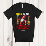 MacnyStore - Personalized Beer Is My Valentine; Adorable Custom Name Gnome Hearts; Beer Drinking Drunker T-Shirt