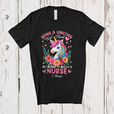 MacnyStore - Personalized Being A Unicorn Was Hard Become A Nurse; Lovely Custom Name Nurse Flowers Floral T-Shirt