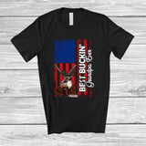 MacnyStore - Personalized Best Buckin' Grandpa Ever; Amazing Father's Day US Flag; Custom Name Deer Hunting T-Shirt